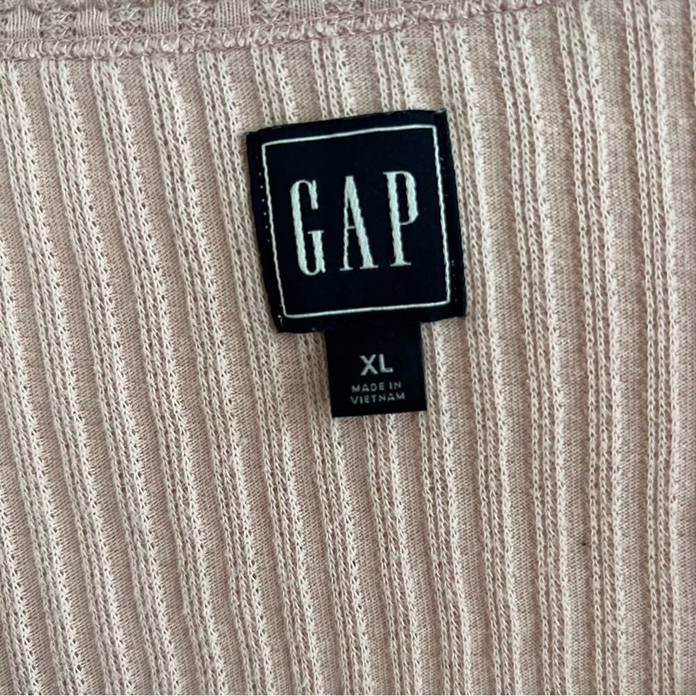 GAP Pink Ribbed Long Sleeve Button Front Knit Top Shirt Blouse XL - Picture 3 of 6